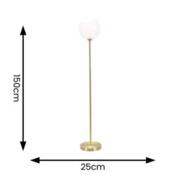 Valuelights Frenchie Brushed Gold Metal Floor Lamp With Pink Tinted Glass Globe Shade - Led Bulb Included - thumbnail 7