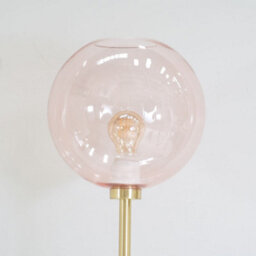 Valuelights Frenchie Brushed Gold Metal Floor Lamp With Pink Tinted Glass Globe Shade - Led Bulb Included - thumbnail 3