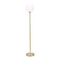 Valuelights Frenchie Brushed Gold Metal Floor Lamp With Pink Tinted Glass Globe Shade - Led Bulb Included - thumbnail 2