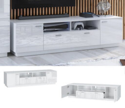 Impact Furniture Large Tv Unit With Drawers Storage White Gloss Cabinet Entertainment Media Stand For Up To 65 Inch Tv Modern Sol