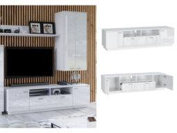 Impact Furniture Large Tv Unit With Drawers Storage White Gloss Cabinet Entertainment Media Stand For Up To 65 Inch Tv Modern Sol - thumbnail 3