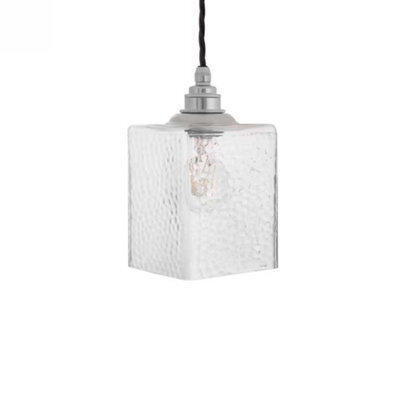 Montagu Cuboid Dappled Glass Pendant Light - Nickel - Se Home