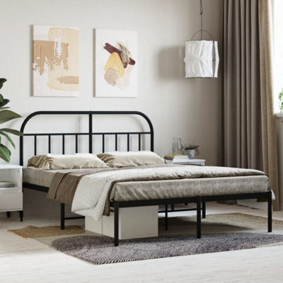Berkfield Metal Bed Frame With Headboard Black 140X200 Cm - image 1