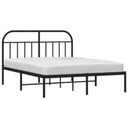 Berkfield Metal Bed Frame With Headboard Black 140X200 Cm - thumbnail 4