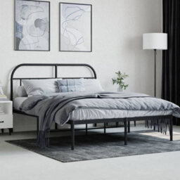 Berkfield Metal Bed Frame With Headboard Black 140X200 Cm - thumbnail 3