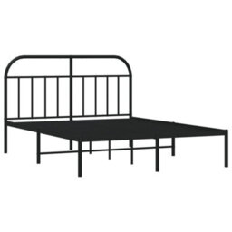 Berkfield Metal Bed Frame With Headboard Black 140X200 Cm - thumbnail 5