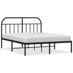 Berkfield Metal Bed Frame With Headboard Black 140X200 Cm - thumbnail 2