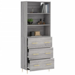 Berkfield Highboard Grey Sonoma 69.5X34X180 Cm Engineered Wood - thumbnail 3