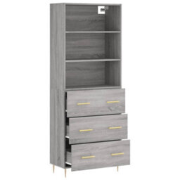 Berkfield Highboard Grey Sonoma 69.5X34X180 Cm Engineered Wood - thumbnail 4