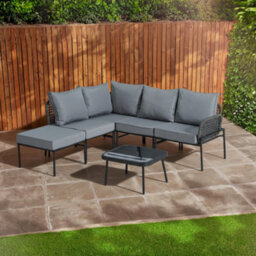 Home Treats Black & Grey L Shape Outdoor Sofa Set With Table And Cushions - thumbnail 6