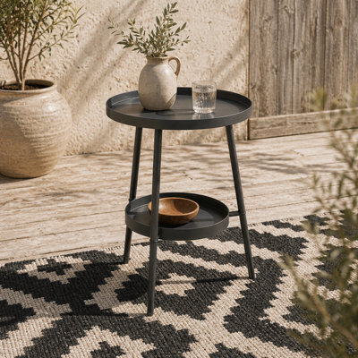 Wyld Haus Tocore Two-Tier Black Metal Bistro Table - Compact Round Outdoor Side Table 32 X 51 Cm - image 1