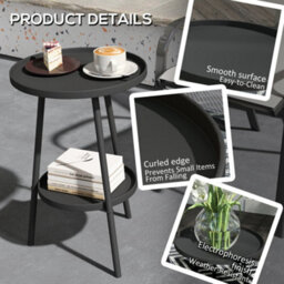 Wyld Haus Tocore Two-Tier Black Metal Bistro Table - Compact Round Outdoor Side Table 32 X 51 Cm - thumbnail 6