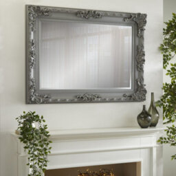 The Online Mirror Shop Wall Mirror Carved Louis Rectangular Shape With Grey Ornate Frame For Hanging It On A Gallery Wall- H110Cm X W 80Cm X D 6.5Cm - thumbnail 1