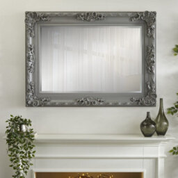 The Online Mirror Shop Wall Mirror Carved Louis Rectangular Shape With Grey Ornate Frame For Hanging It On A Gallery Wall- H110Cm X W 80Cm X D 6.5Cm - thumbnail 2