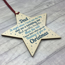 Red Ocean Wooden Memory Hanging Star Christmas Tree Decoration Dad Memorial Bauble Keepsake - thumbnail 3
