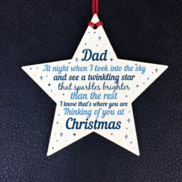 Red Ocean Wooden Memory Hanging Star Christmas Tree Decoration Dad Memorial Bauble Keepsake - thumbnail 2