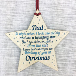 Red Ocean Wooden Memory Hanging Star Christmas Tree Decoration Dad Memorial Bauble Keepsake - thumbnail 5