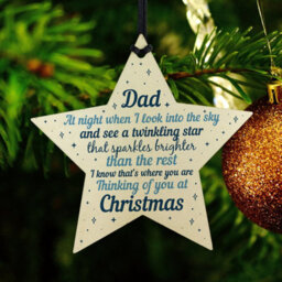 Red Ocean Wooden Memory Hanging Star Christmas Tree Decoration Dad Memorial Bauble Keepsake - thumbnail 6