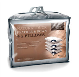 "Littens 4 Pack Duck Feather & Down Pillows, 230Tc Cotton, 48Cm X 74Cm (19"" X 29"")" - thumbnail 1