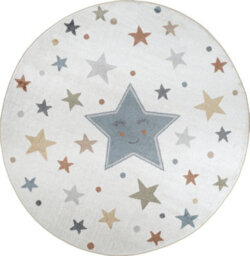 Livabliss Round Lillian-Kids Beige Blue Orange Green Washable Rug For Children's Rooms 160 X 160 Cm Easy Care, Non Shedding - thumbnail 1