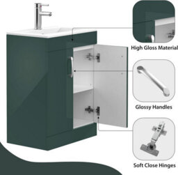 Belofay 500mm Bathroom Vanity Unit With Basin, White Ceramic Bathroom Sink With Trap And Waste, No Tap Included(New York Green) - thumbnail 5