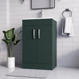 Belofay 500mm Bathroom Vanity Unit With Basin, White Ceramic Bathroom Sink With Trap And Waste, No Tap Included(New York Green) - thumbnail 6