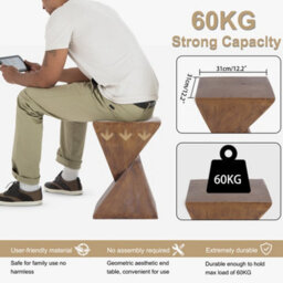 Fativo Indoor Outdoor Sofa Side Table Pedestal Concrete Accent Table - thumbnail 4