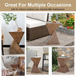 Fativo Indoor Outdoor Sofa Side Table Pedestal Concrete Accent Table - thumbnail 5