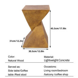 Fativo Indoor Outdoor Sofa Side Table Pedestal Concrete Accent Table - thumbnail 2