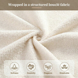 Merax 6Ft Super King Bed Frame 180X200 Cm, Bouclé Upholstered Ottoman Storage Bed, Wingback Headboard, Cream White - thumbnail 7