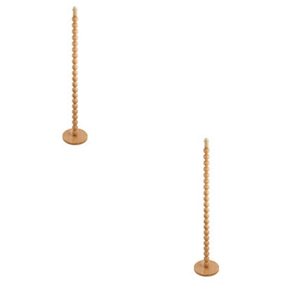 Loops Elegant Natural Bamboo Floor Lamps - 2 Pack - 1340mm Tall With Unique Wooden Stem And Led Bulbs - image 1