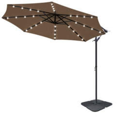 Sundaze Taupe 3M Led Garden Banana Parasol Cantilever Umbrella Patio Sun Shade Outdoor Hanging With Base - thumbnail 2