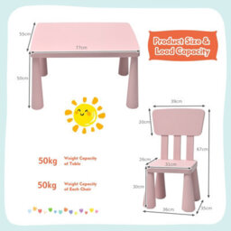 Costway 3 Pcs Kids Table And Chair Set Toddler Activity Center Children Writing Desk - thumbnail 2
