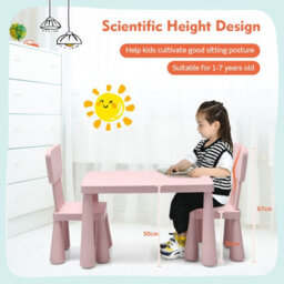 Costway 3 Pcs Kids Table And Chair Set Toddler Activity Center Children Writing Desk - thumbnail 7
