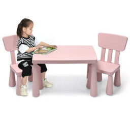 Costway 3 Pcs Kids Table And Chair Set Toddler Activity Center Children Writing Desk