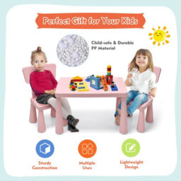 Costway 3 Pcs Kids Table And Chair Set Toddler Activity Center Children Writing Desk - thumbnail 6