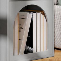 Wyld Haus Sarayo Faco Grey Arched Bedside Table With 2 Open Compartments, 40W X 30D X 60H Cm - thumbnail 6