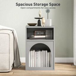 Wyld Haus Sarayo Faco Grey Arched Bedside Table With 2 Open Compartments, 40W X 30D X 60H Cm - thumbnail 5