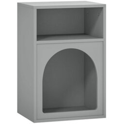 Wyld Haus Sarayo Faco Grey Arched Bedside Table With 2 Open Compartments, 40W X 30D X 60H Cm - thumbnail 2