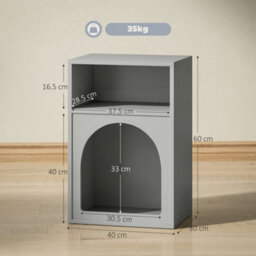 Wyld Haus Sarayo Faco Grey Arched Bedside Table With 2 Open Compartments, 40W X 30D X 60H Cm - thumbnail 3