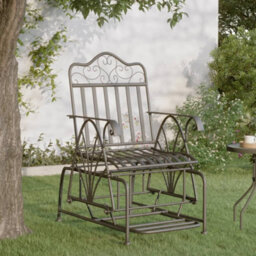 Berkfield Glider Bench 61 Cm Black Steel - thumbnail 1