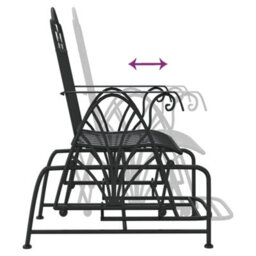 Berkfield Glider Bench 61 Cm Black Steel - thumbnail 6