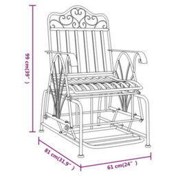 Berkfield Glider Bench 61 Cm Black Steel - thumbnail 7