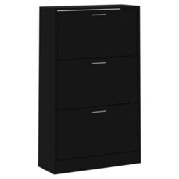 Berkfield Shoe Cabinet Black 63X24X103 Cm Engineered Wood - thumbnail 3