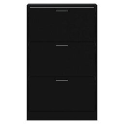 Berkfield Shoe Cabinet Black 63X24X103 Cm Engineered Wood - thumbnail 4