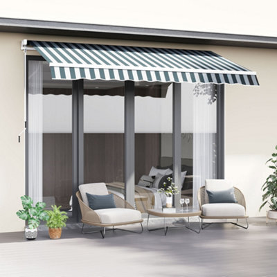 Outsunny Garden Sun Shade Canopy Retractable Awning, 2.5 X 2M, Green And White - image 1