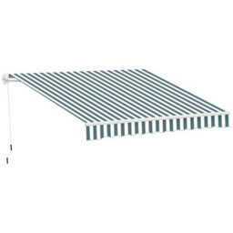 Outsunny Garden Sun Shade Canopy Retractable Awning, 2.5 X 2M, Green And White - thumbnail 2