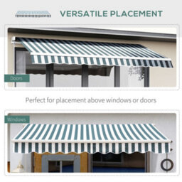 Outsunny Garden Sun Shade Canopy Retractable Awning, 2.5 X 2M, Green And White - thumbnail 7