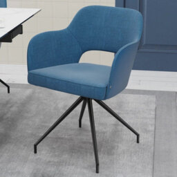 Xample Akante Chicago Blue Swivel Dining Chair Set Of 2 Swivel Return Seat With Fabric Upholstery, Pu Sides & Metal Frame - thumbnail 1