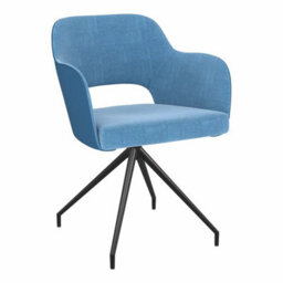 Xample Akante Chicago Blue Swivel Dining Chair Set Of 2 Swivel Return Seat With Fabric Upholstery, Pu Sides & Metal Frame - thumbnail 3